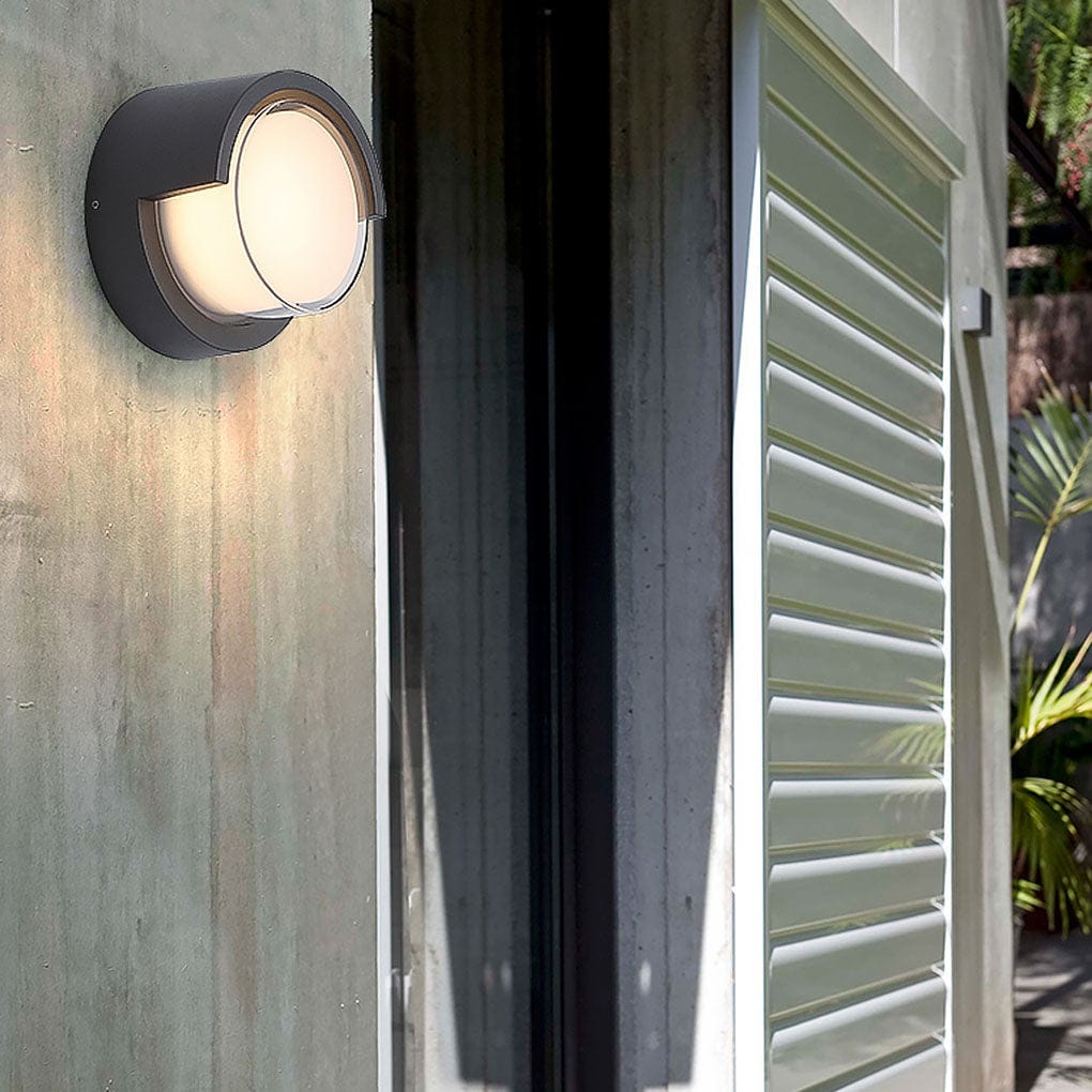 Modern Geometric Outdoor Wall Sconce Round or Square Die-Cast Aluminum Acrylic IP54 12W 3000K Courtyard Villa | NordaLight