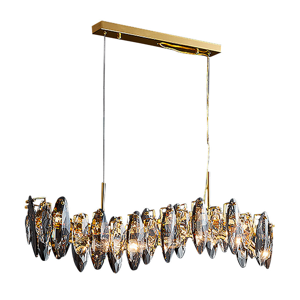 Gold Crystal Chandelier G9 Postmodern Round Linear 3-Colour 5 Configurations