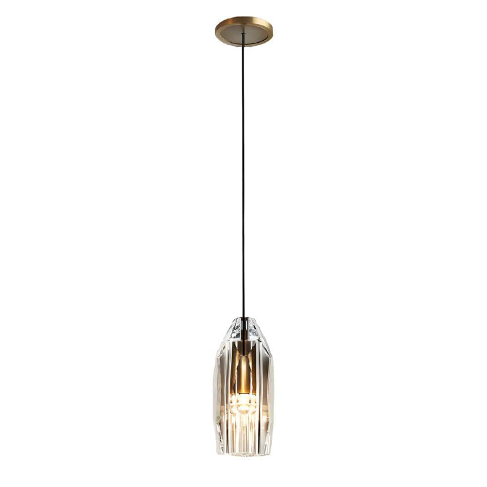 Faceted Crystal Geometric Pendant Light with Brass Hardware | NordaLight