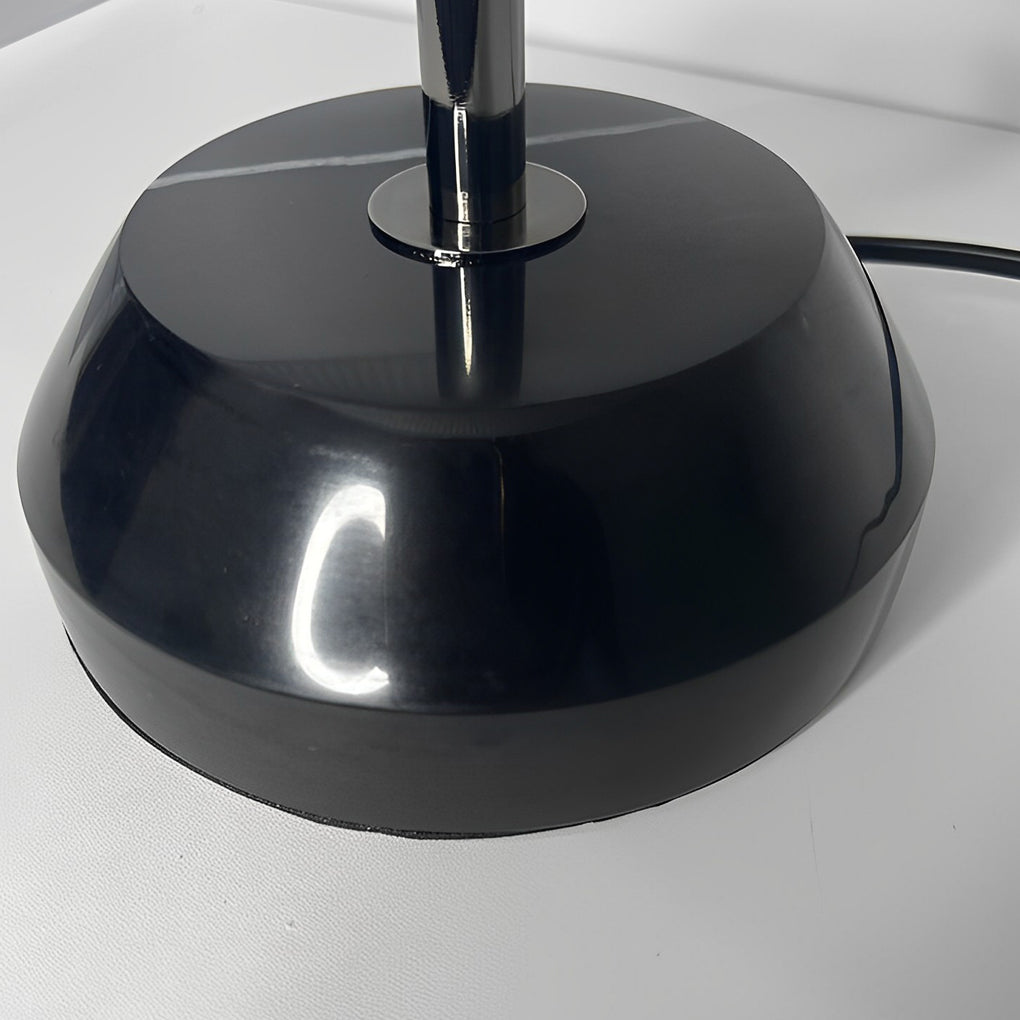Ribbed Glass Bowl Table Lamp Modern Italian Accent Light with Metal Base Black or Silver 18.9 Inch