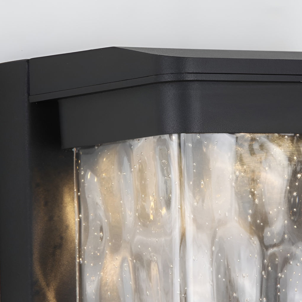 Modern Black Outdoor Wall Sconce Stone Texture Glass LED 18W IP65 95-265V