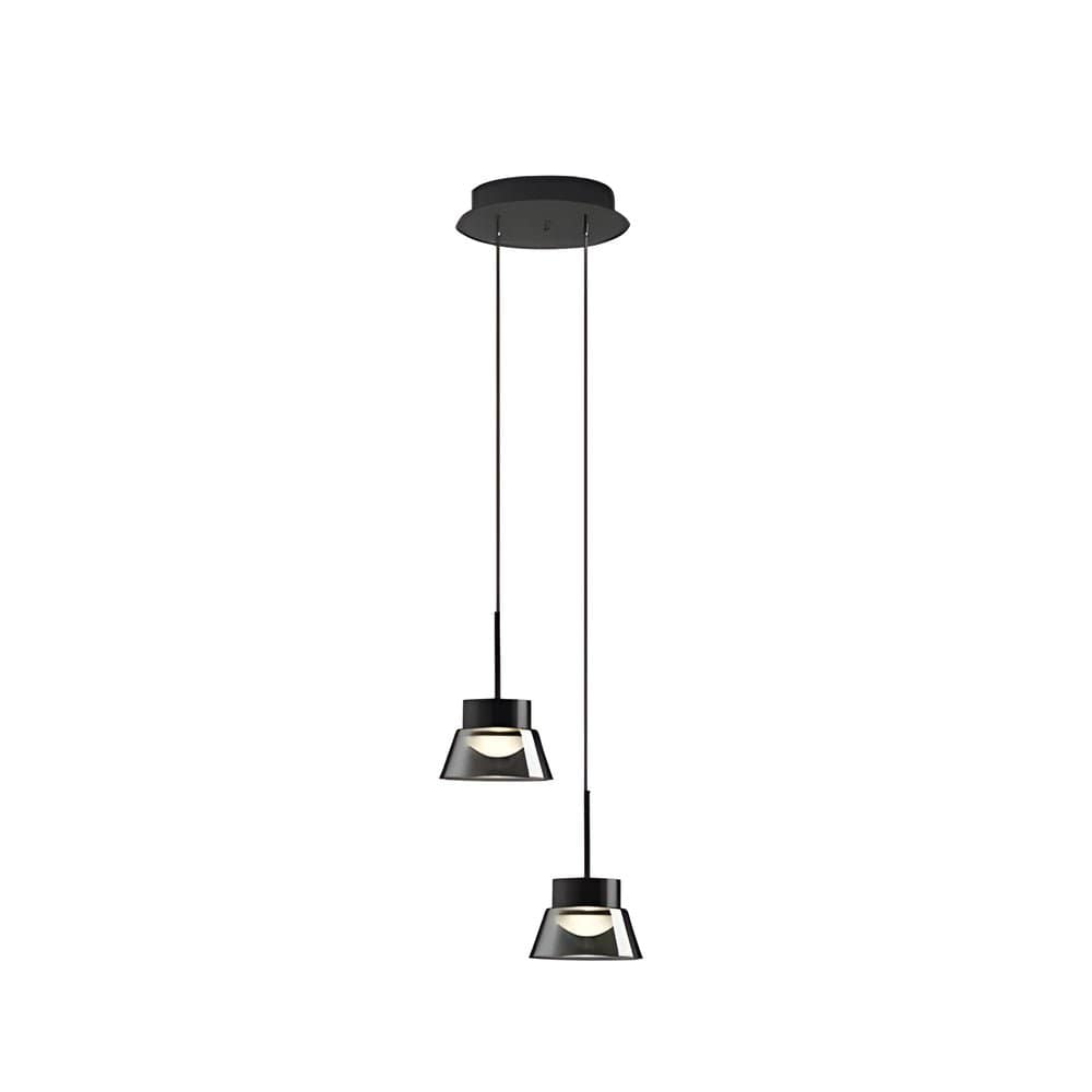 Smoked Gray Geometric Glass and Black Aluminum LED Pendant Light | NordaLight