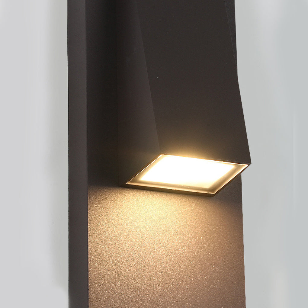 Modern LED Outdoor Wall Sconce Die-Cast Aluminum Glass Shade 18W 3000K 95-265V Black Courtyard Villa