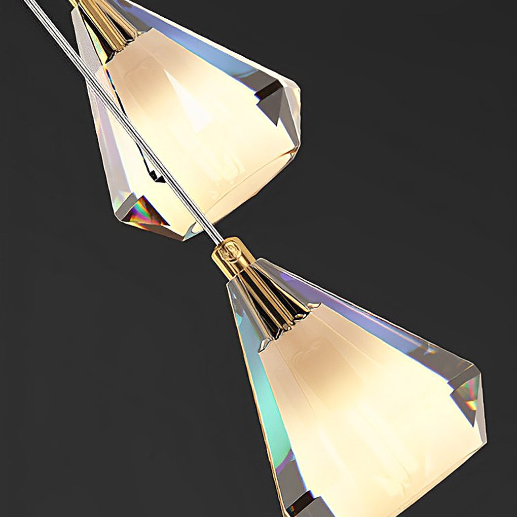 Staircase Chandelier H65 Brass Crystal Shade Brushed Copper Gold Integrated LED Modern Retro Nordic 3-Step Colour Temperature Five Configurations 9-Light to 36-Light