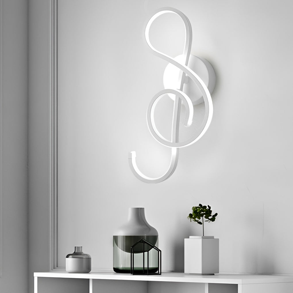 Musical Note LED Wall Sconce Aluminium Modern Decorative Bedroom Hallway Black White