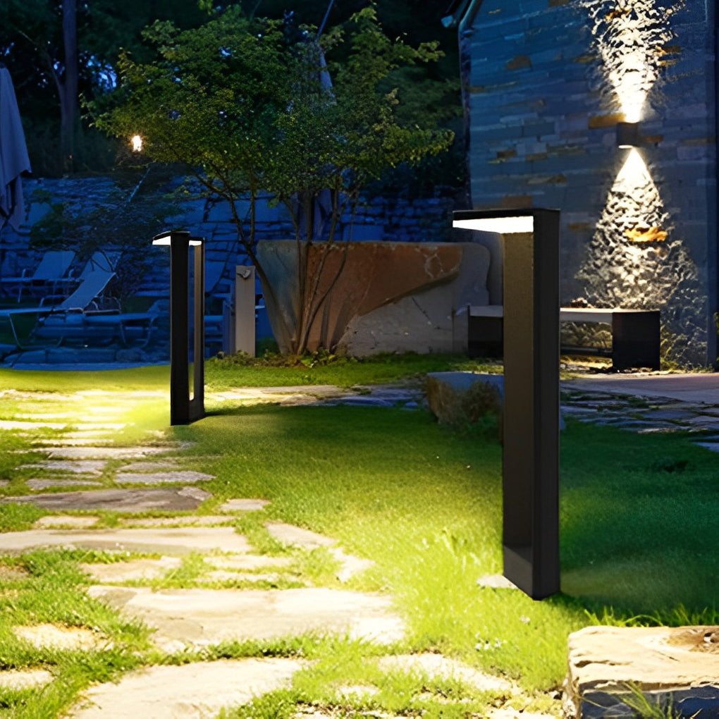 Linear Frame LED Pathway Light Black Aluminum 12W Geometric Outdoor Landscape 3 Heights