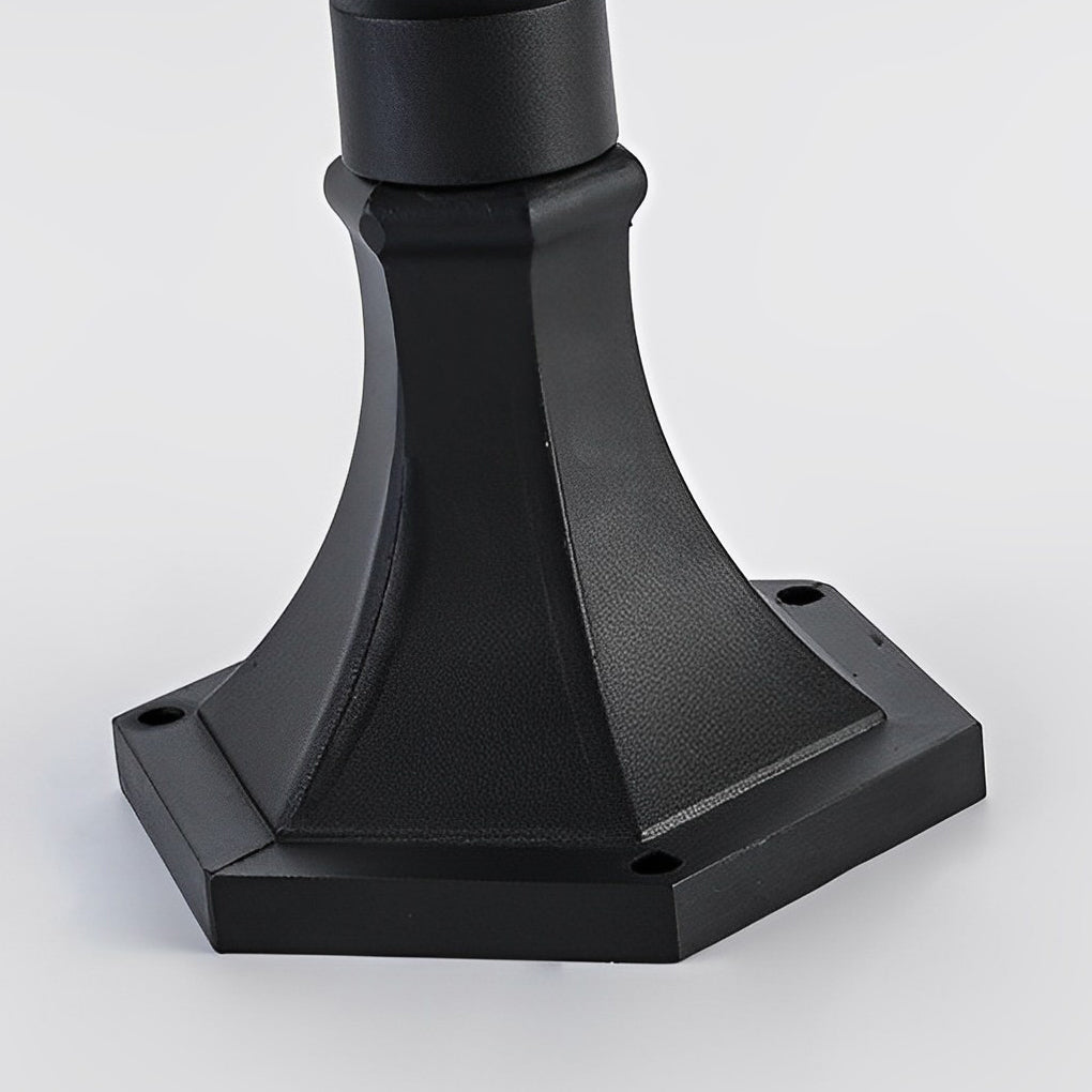 Ancient House Style Solar Outdoor Post Light Black Aluminum 3 Step Dimming Remote 3 Heights IP54