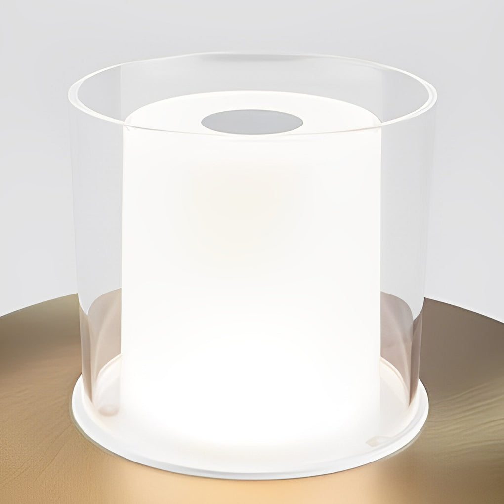 Modern Rechargeable LED Table Lamp Candle Cylinder 2400K Touch Infrared Dimmable Cordless Brass Nickel Dish Base Bedside 4 Inch