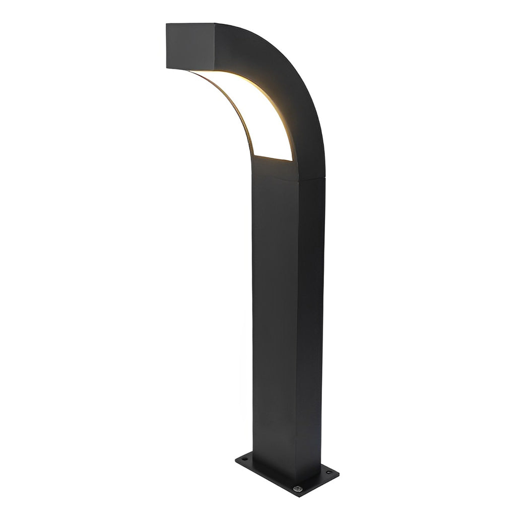Curved Die-Cast Aluminum LED Path Light Black Minimalist Outdoor Landscape 24'' IP65