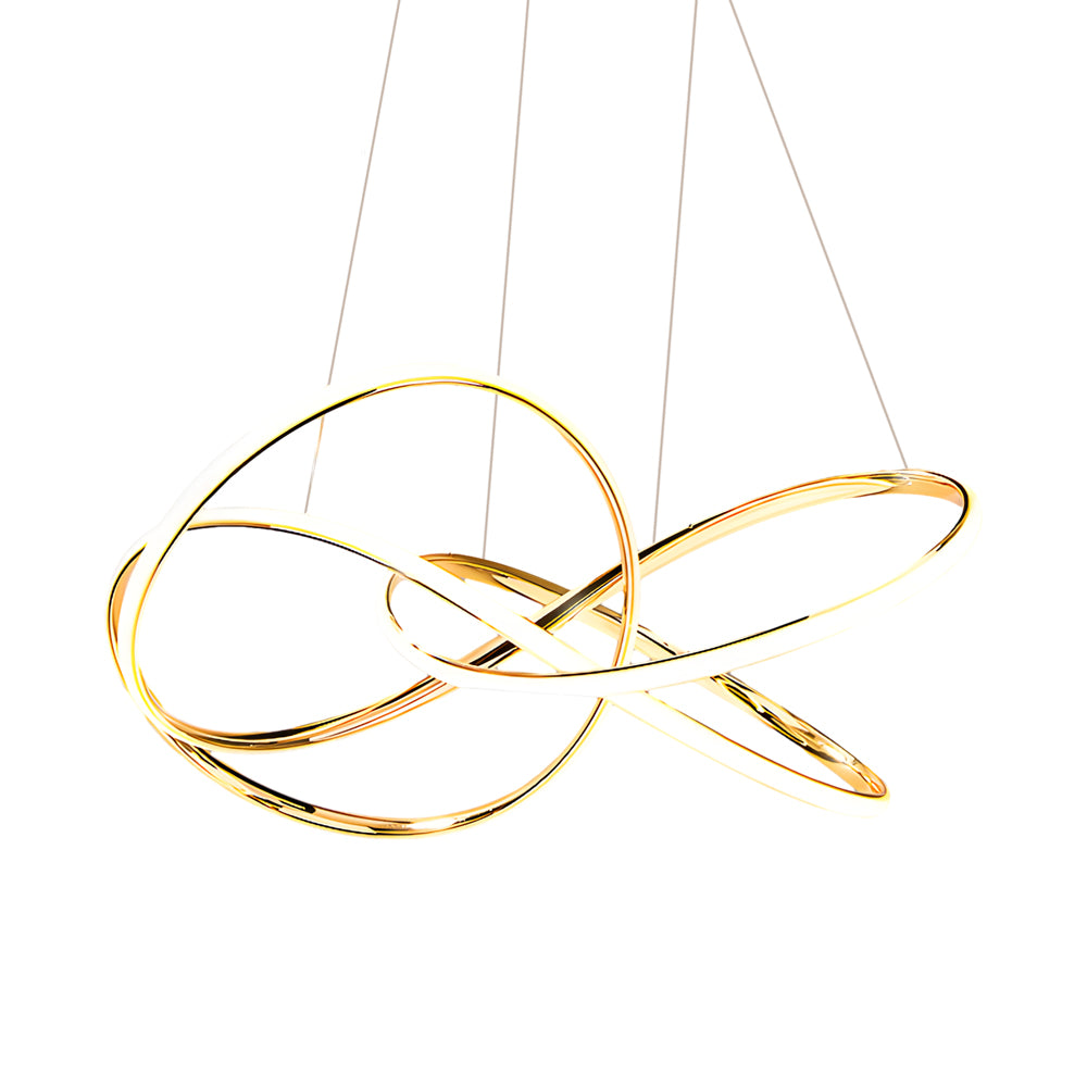 Circular Curved Lines Chandelier Aluminium Silicone LED 3000K 4500K 6000K Gold