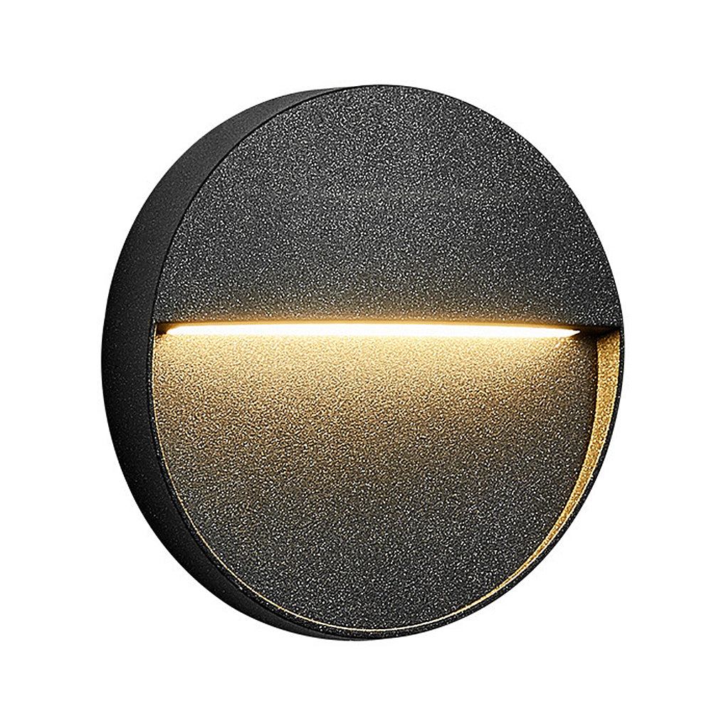 Round LED Outdoor Step Wall Light Aluminum 3W IP54 Hardwired Stair Sconce 3000K