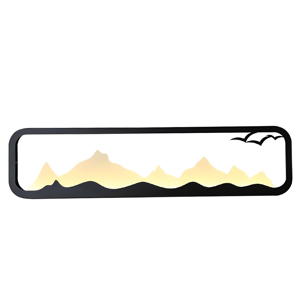 Modern LED Outdoor Wall Sconce Iron Acrylic Mountain Scenery 3000K IP65 Black 5 Sizes Industrial