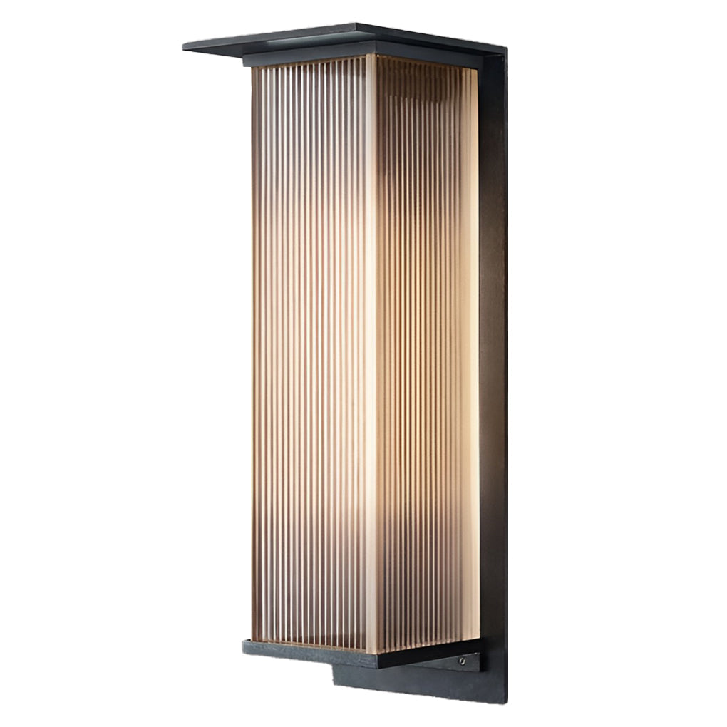 Modern Ribbed Acrylic Outdoor Wall Sconce Solar or Hardwired LED 3 Heights