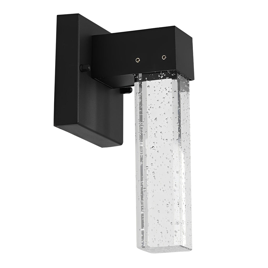 Modern LED Outdoor Wall Sconce Die-Cast Aluminum Crystal Bubble Shade 10W 3000K 90-260V Black