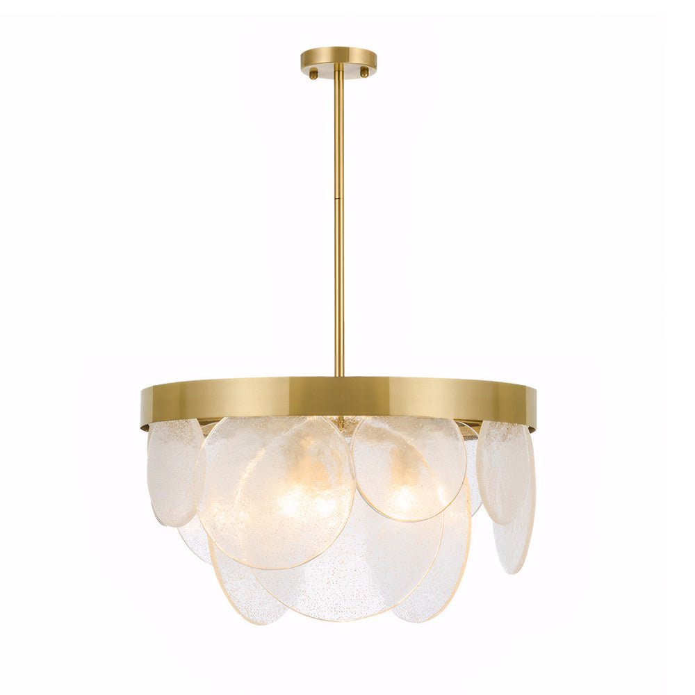 Gold Round Glass Bubble Chandelier — Modern E27 3-Light Adjustable Rod