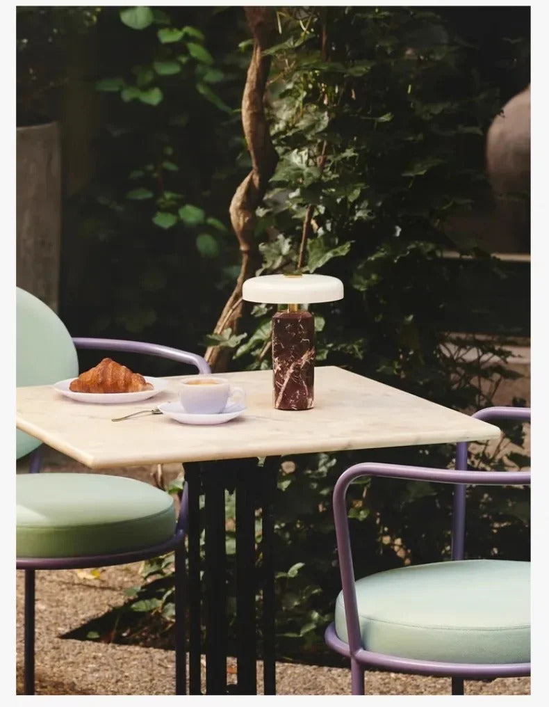Modern Rechargeable LED Table Lamp Touch Dimmable Marble Base Blown Glass Shade Wireless Charger 3000K Denmark 8.27 Inch