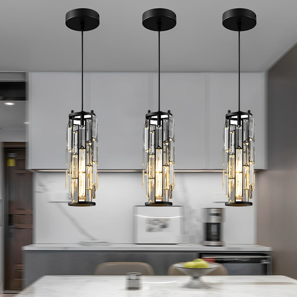 Mini Crystal Pendant Light Industrial Iron E27 Black Gold Chrome 1 3 Light Kitchen Island