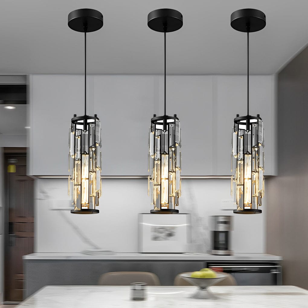 Mini Crystal Pendant Light Industrial Iron E27 Black Gold Chrome 1 3 Light Kitchen Island | NordaLight