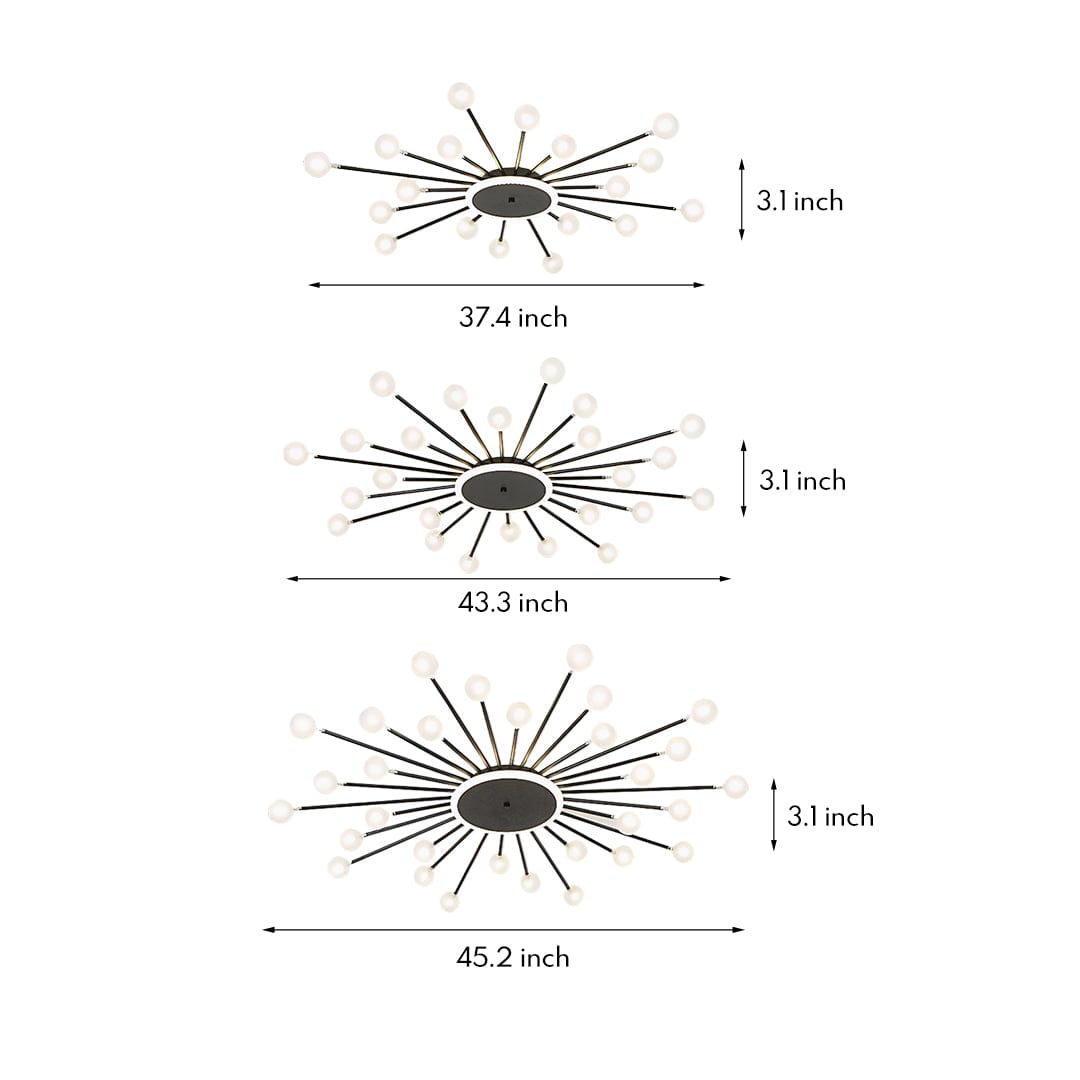 Sputnik Glass Globe Flush Mount Gold Black 18 24 30 Heads | NordaLight