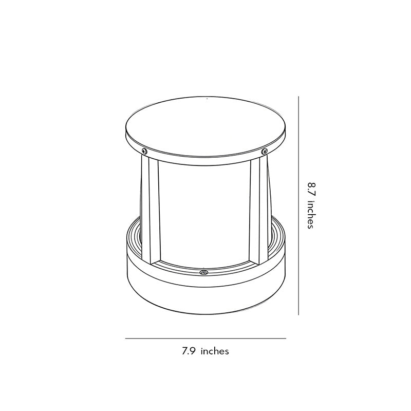 Modern Cylinder Die-Cast Aluminum Acrylic Outdoor Pillar Light Black White Hardwired IP65 700LM Garden Yard