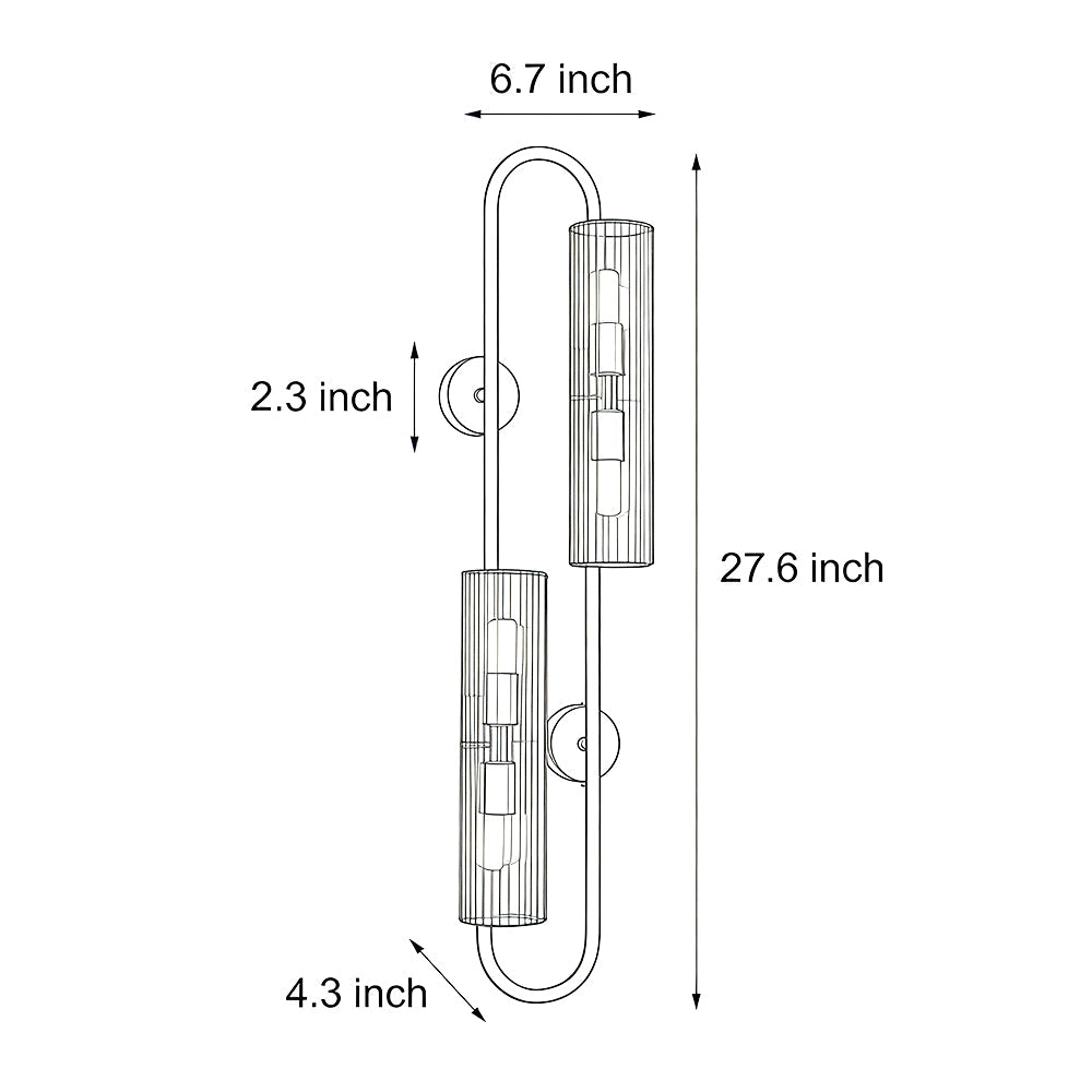 Oval Brass 4-Light Wall Sconce Clear Ribbed Glass G9 3000K Modern Luxury Indoor