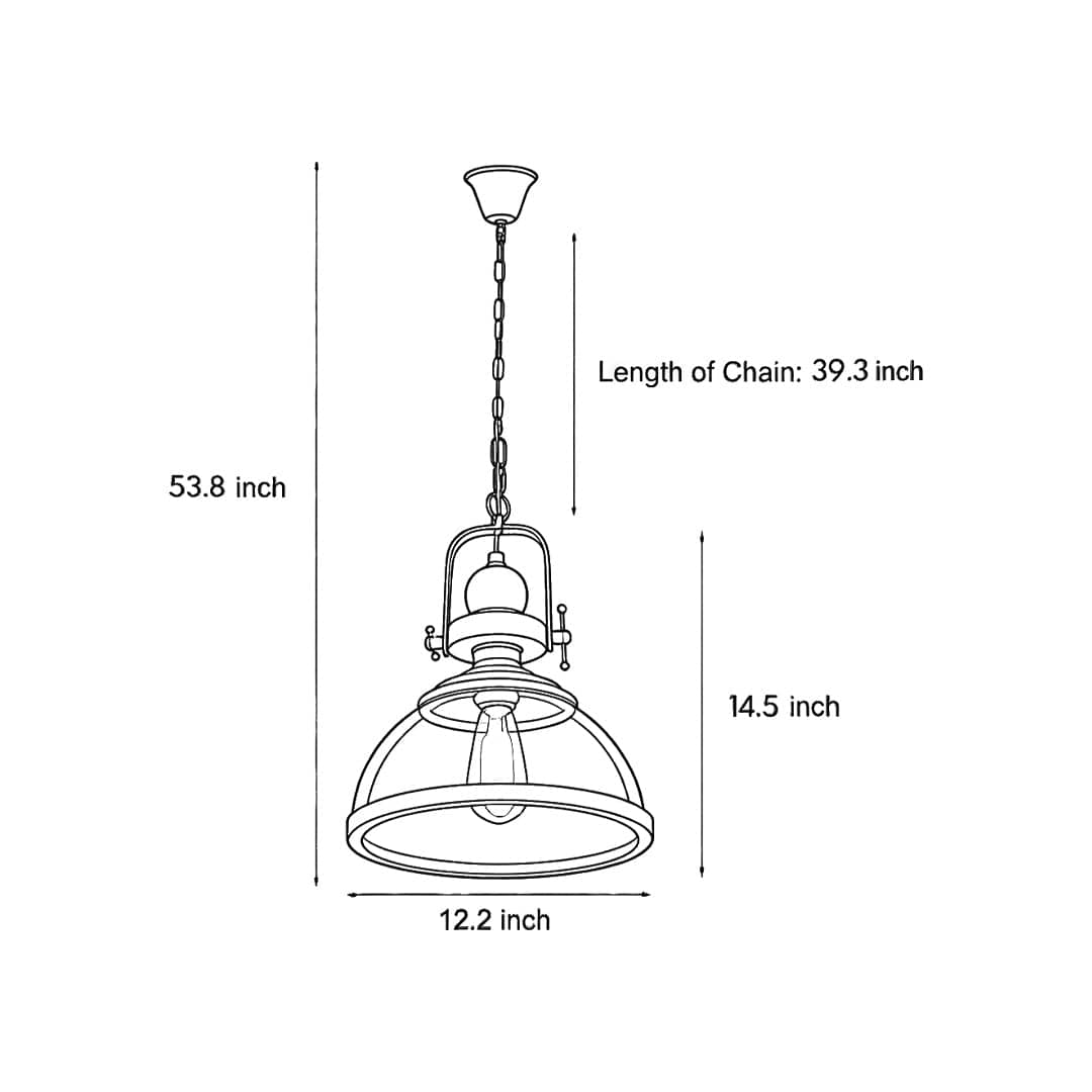 Industrial Glass Bowl Pendant Light Black Iron E27 Retro Kitchen Island Dining Room 12 Inch | NordaLight