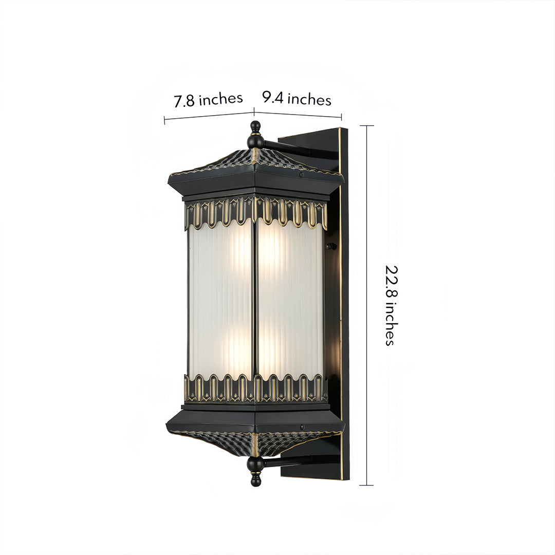Full Copper Mid-Century American Retro Outdoor Wall Sconce E27 IP55 Gold Foiled