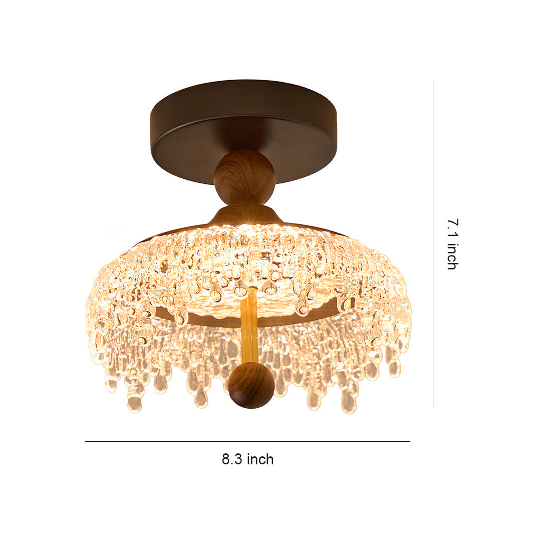 Water Drop Semi-Flush Mount Walnut Finish Vintage French Style LED