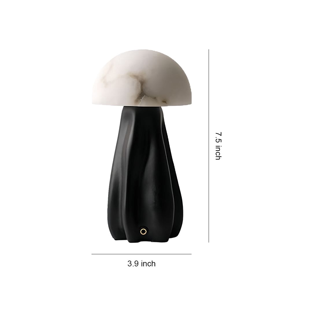 Modern LED Table Lamp Rechargeable Resin Mushroom Glass Shade Bedside Tri-Color Touch Coffee Black 7.48 Inch | NordaLight
