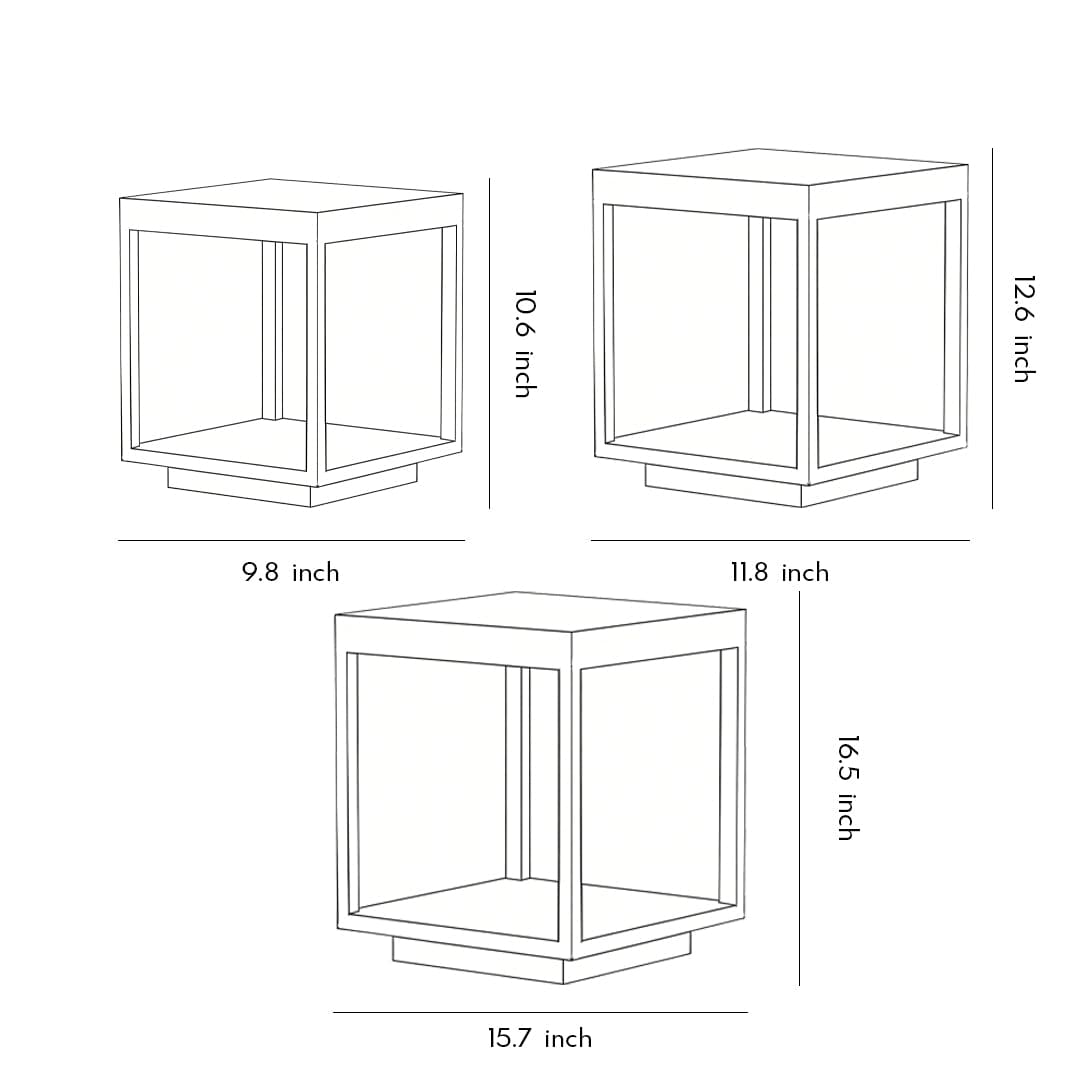 Modern Open Frame Square Outdoor Pillar Light Black Stainless Steel Acrylic Solar or Hardwired IP54 3 Sizes | NordaLight
