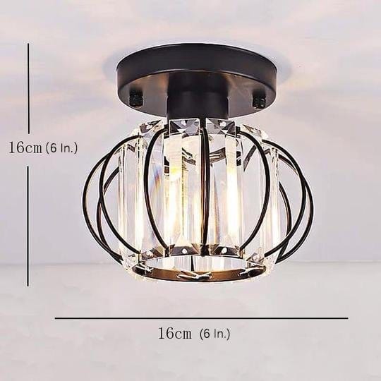 Multiple Oval Crystal Semi-Flush Mount Ceiling Light — Traditional Classic Metal Crystal E26 E27 Gold Black 6 Inch | NordaLight