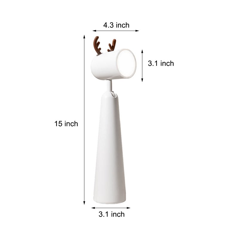 Antler Desk Lamp White ABS USB Rechargeable Night Light 2-Step Dimming Warm White 5W 15 Inch