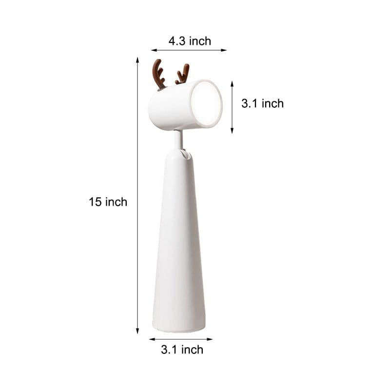 Antler Desk Lamp White ABS USB Rechargeable Night Light 2-Step Dimming Warm White 5W 15 Inch | NordaLight
