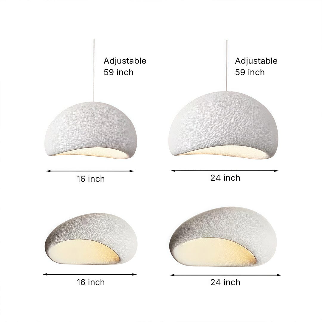 Wabi-Sabi Oval Flush Mount or Pendant White Gray Remote Dimming | NordaLight