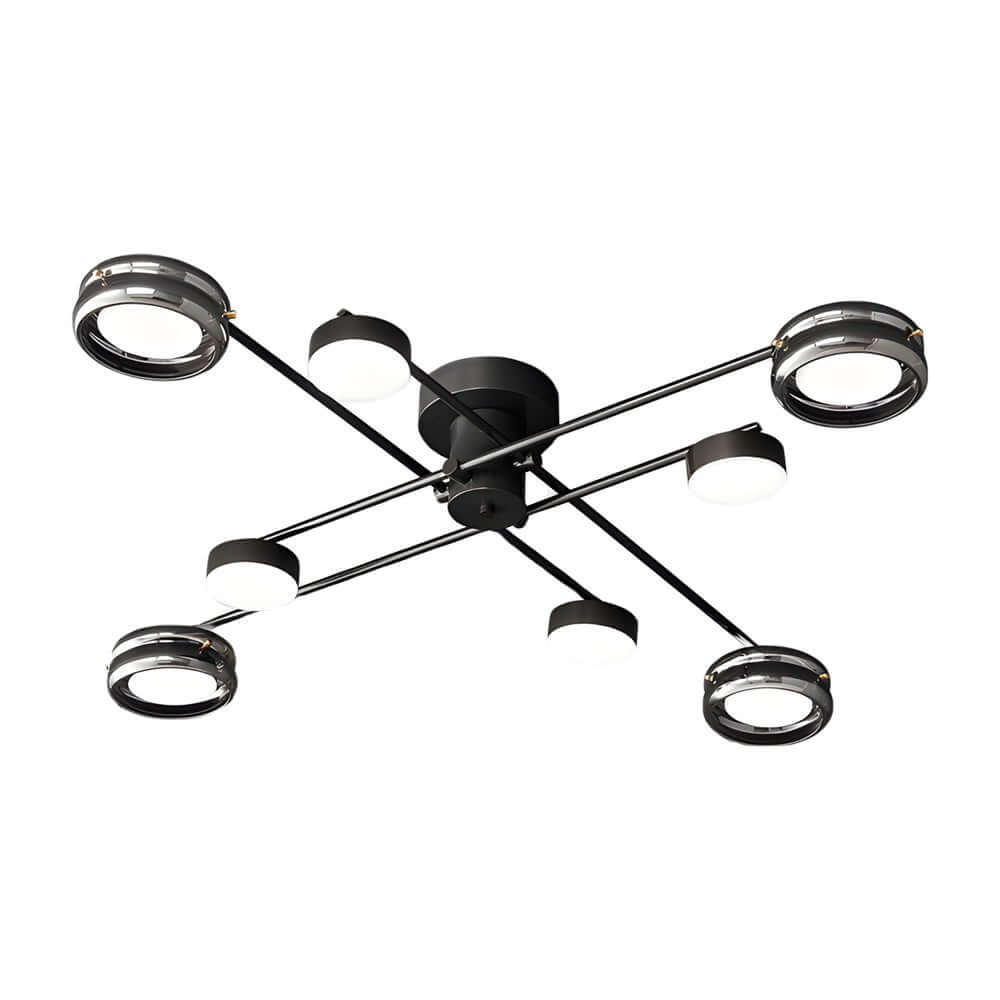 Matte Black Copper Multi-Head Semi-Flush Mount — Nordic Modern Glass Shade 6 8 Light