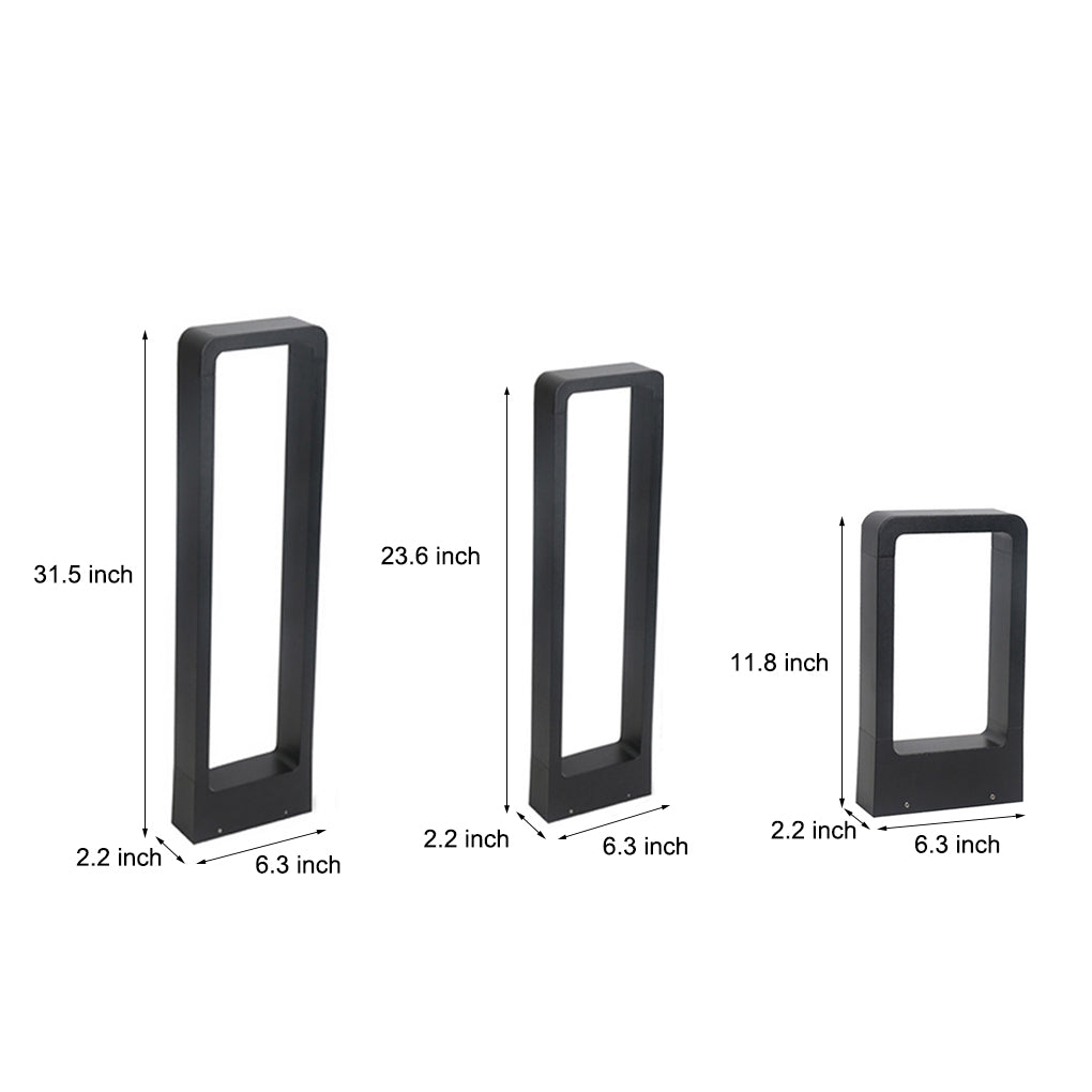 Modern Rectangular LED Bollard Path Light 10W COB Waterproof Outdoor Landscape Lighting Black Aluminum IP65