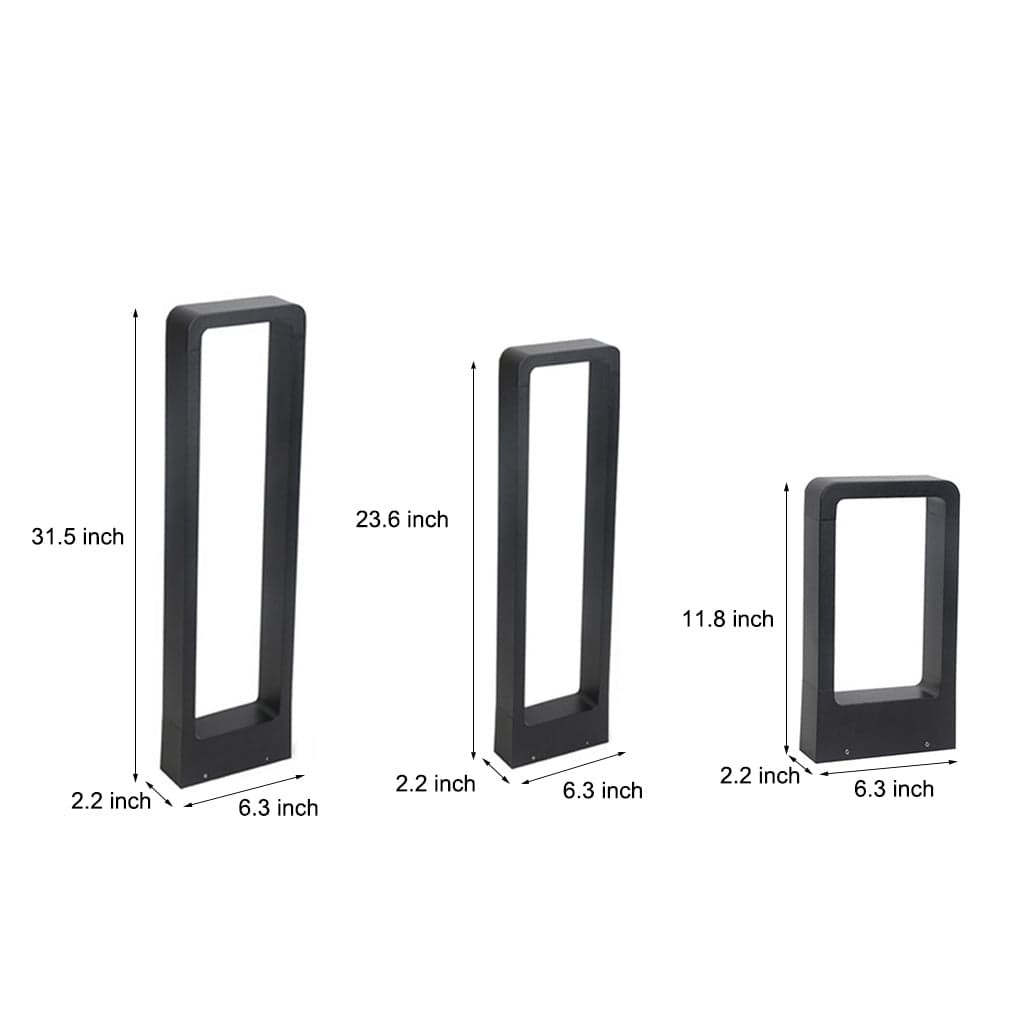 Modern Rectangular LED Bollard Path Light 10W COB Waterproof Outdoor Landscape Lighting Black Aluminum IP65 | NordaLight