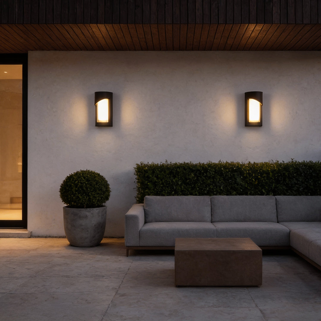 Modern LED Outdoor Wall Sconce Die-Cast Aluminum PC Shade IP55 3000K 2 Styles 2 Sizes Black