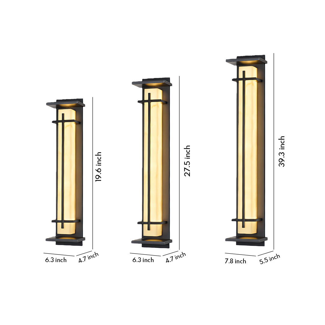 Modern LED Wall Sconce Stainless Steel Artificial Marble Shade IP65 2CCT 3 Sizes Black Indoor Outdoor