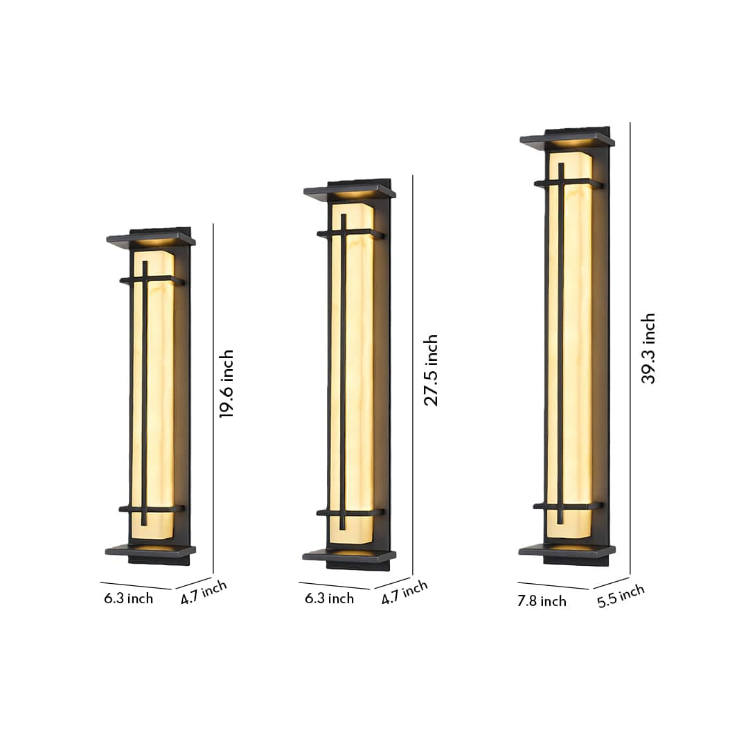 Modern LED Wall Sconce Stainless Steel Artificial Marble Shade IP65 2CCT 3 Sizes Black Indoor Outdoor | NordaLight