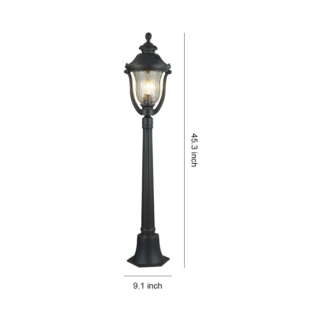 European Style Bollard Post Light Coffee Aluminum Pointed Lantern Top 12W 45 Inch Garden | NordaLight