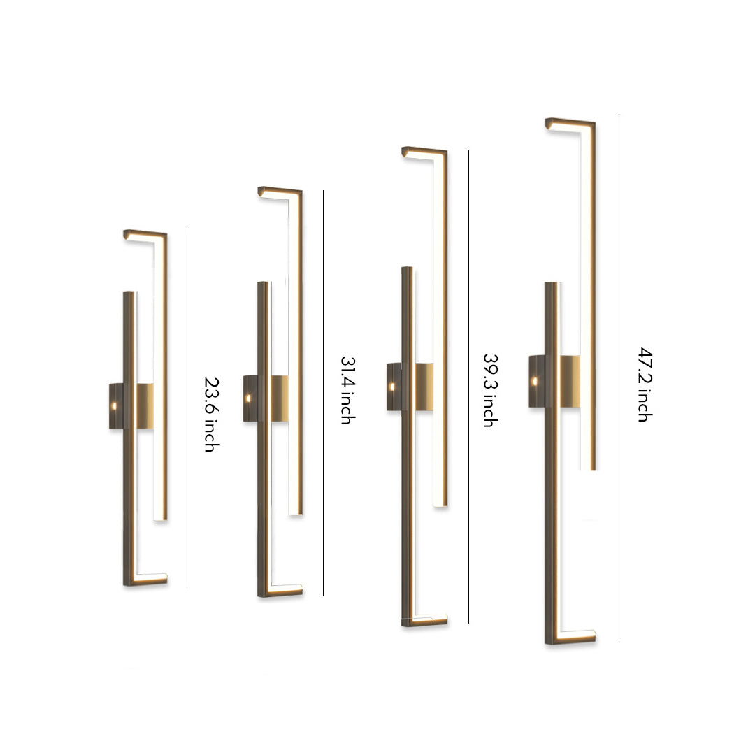 Linear LED Wall Sconce Bar Modern Minimalist Iron 3CCT Hardwired Black Gold