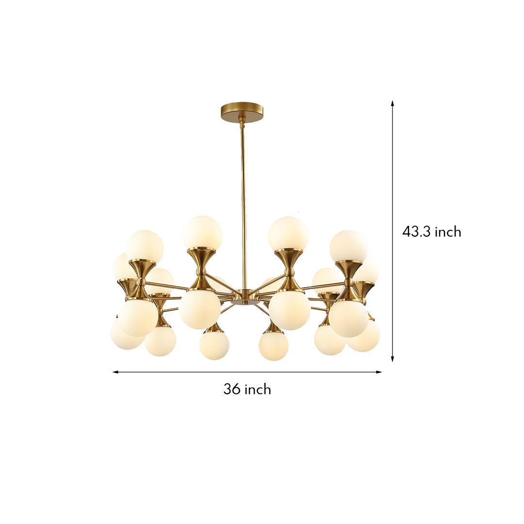 Full Copper Bubble Glass Chandelier with Transparent Glass Globes