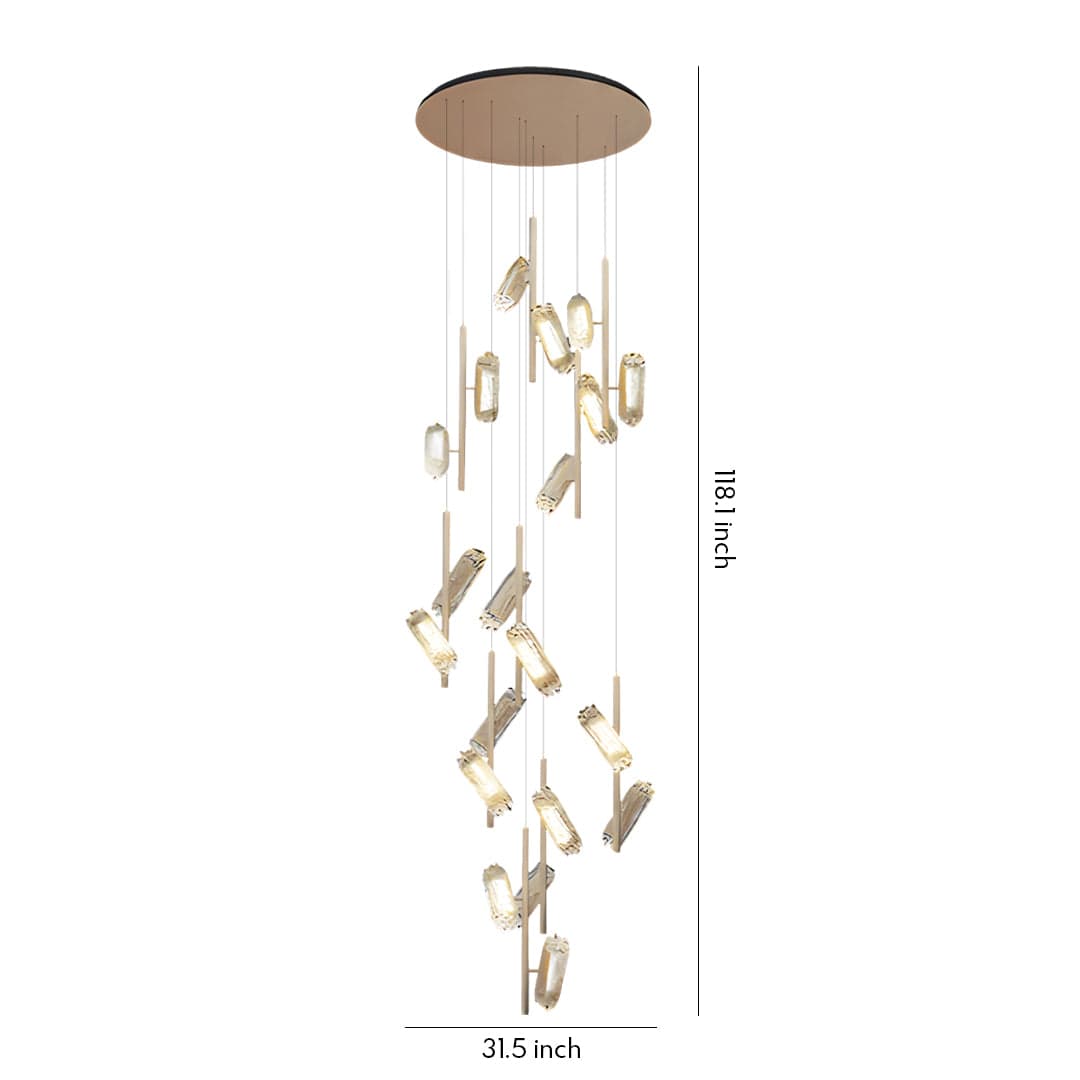 Staircase Chandelier Aluminium Acrylic 20-Head Linear Gradient Integrated LED Terracotta Gold Modern 3-Step Colour Temperature | NordaLight