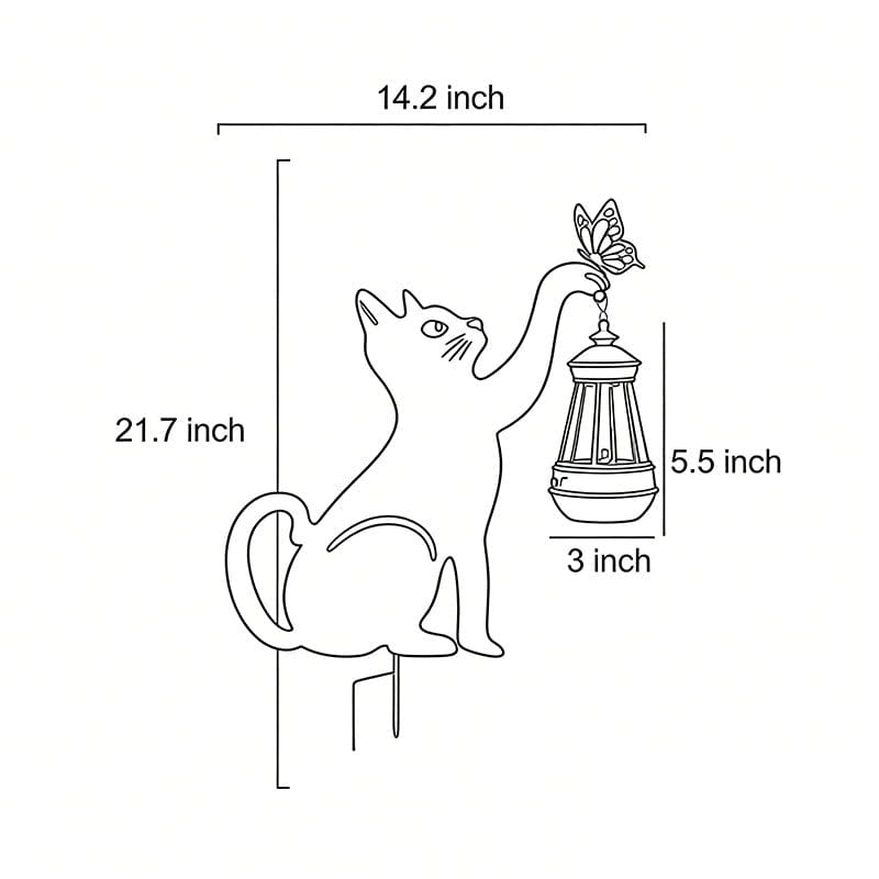 Solar Cat Silhouette Garden Stake Light Black Metal Hanging Lantern IP55 3000K Warm White Left Right or Dual Position | NordaLight