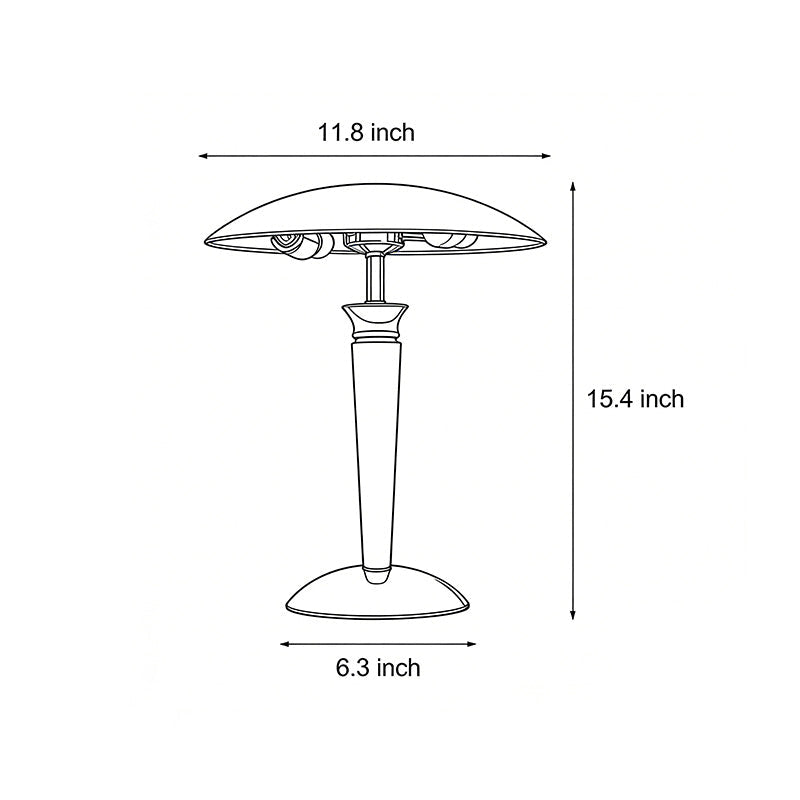 Modern Table Lamp Chrome Mushroom Umbrella Shade Walnut Wood Pole Retro 3 Step Color Temp LED E14 Bedside Living Room 15.35 Inch