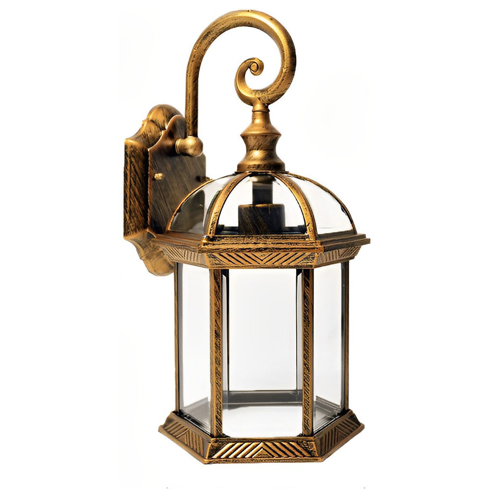 Classic Outdoor Wall Lantern Black or Gold Die-Cast Aluminum Glass E27 IP65