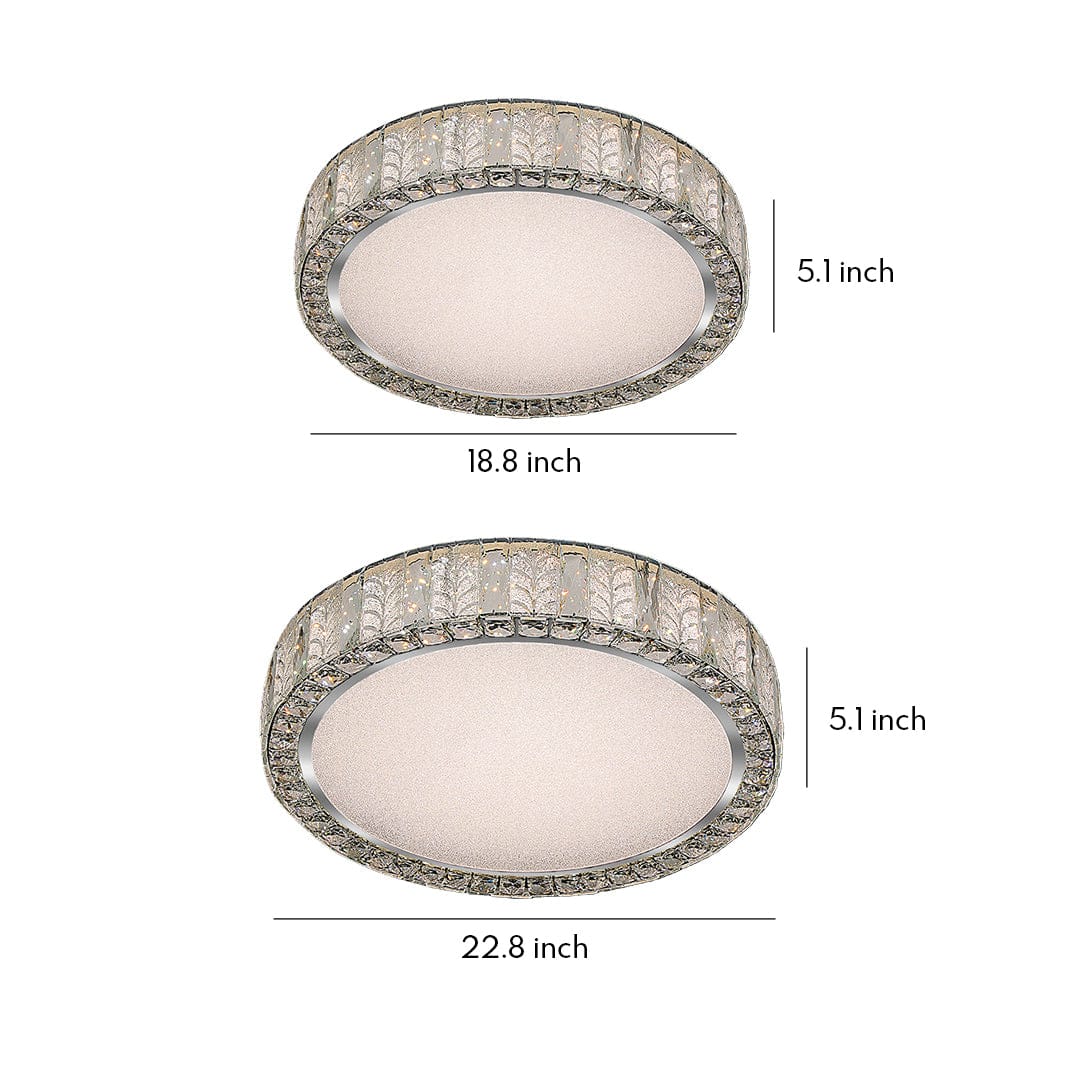 Gold Crystal Leaf Ring Flush Mount Round Two Sizes | NordaLight