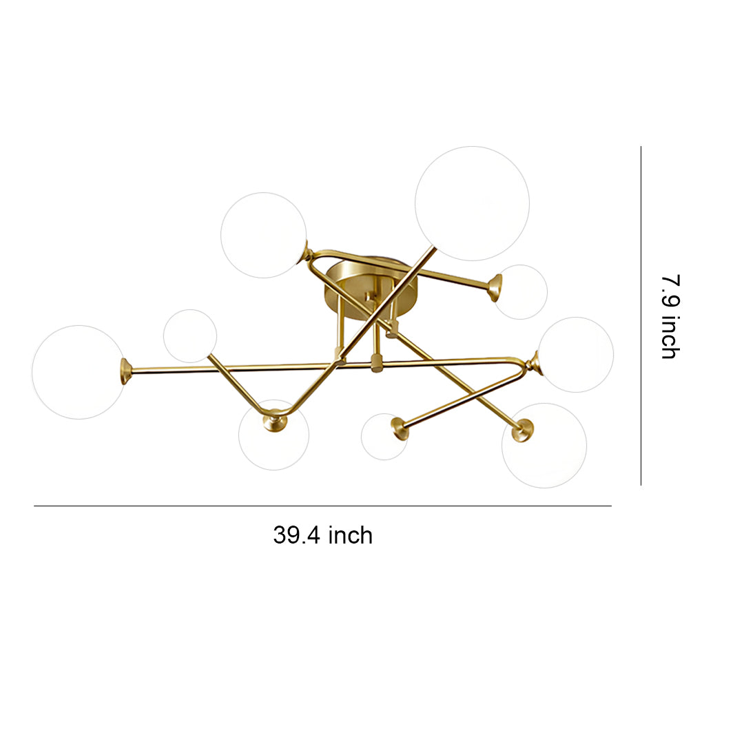 Magic Bean Gold Semi-Flush Mount Nordic Iron E27 Globe 4 6 9 Light