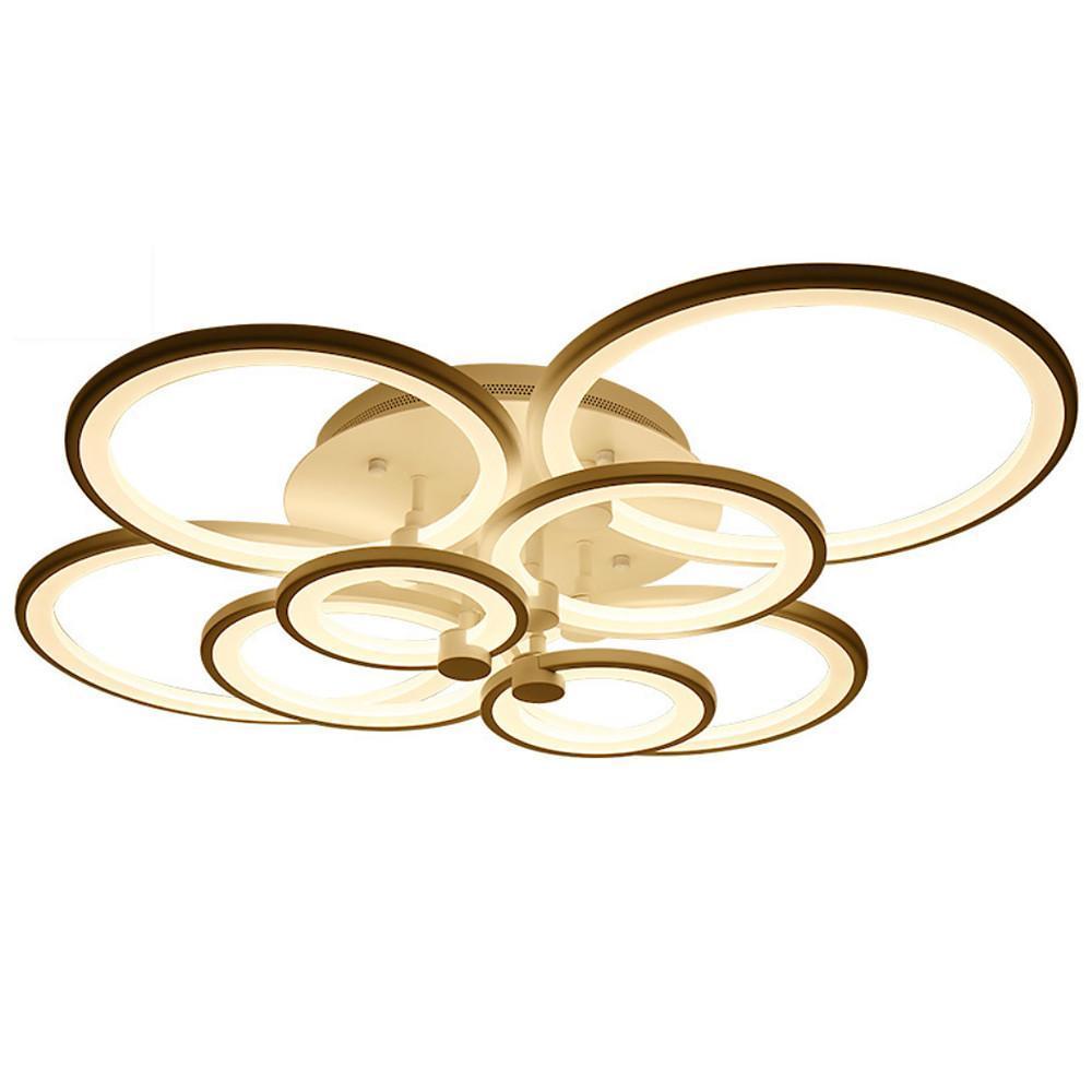 Multi-Ring Cluster Semi-Flush Mount Ceiling Light — Modern Contemporary Metal Acrylic LED 6 Light White Black Coffee